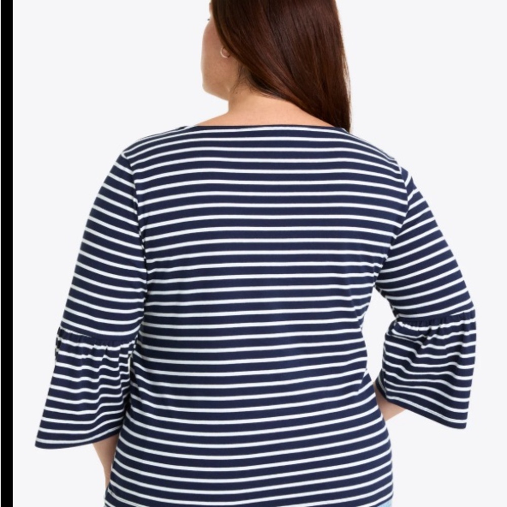 Blue and White Striped Women's Top